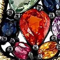 Multi Color Sapphire Cocktail Pendant Necklace in 18K Yellow Gold Over Sterling Silver