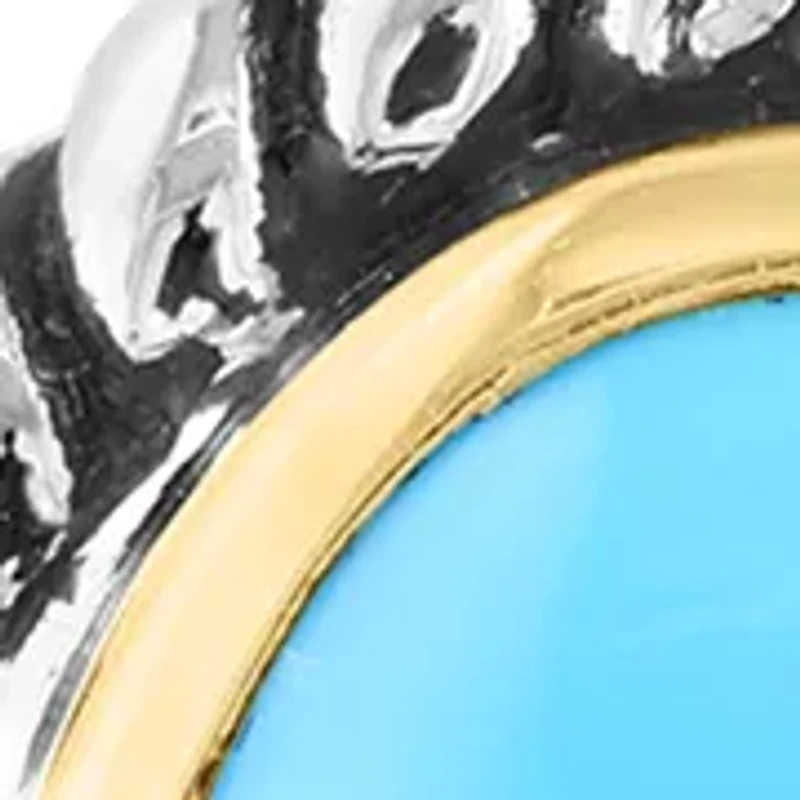 Turquoise Oval Necklace in Sterling Silver and 18K Yellow Gold
