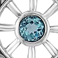 Blue Topaz Wheel Pendant Necklace in Sterling Silver