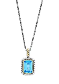 7.5 ct. t.w. Blue Topaz Pendant Necklace in 18K Yellow Gold and Sterling Silver