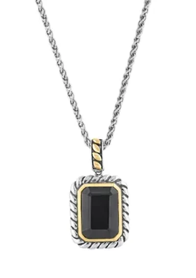 5.7 ct. t.w. Onyx Pendant Necklace in 18k Yellow Gold and Sterling Silver