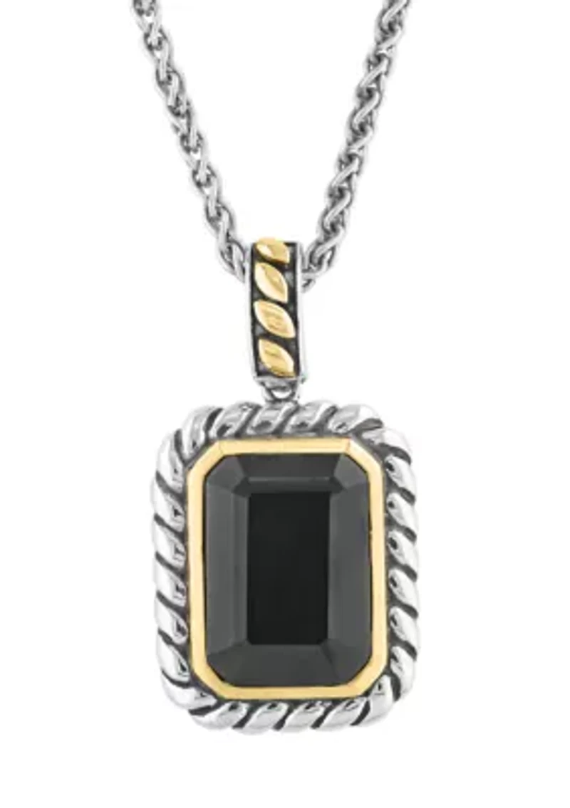 5.7 ct. t.w. Onyx Pendant Necklace in 18k Yellow Gold and Sterling Silver