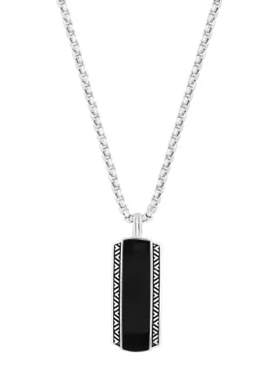 Onyx Pendant Necklace in Sterling Silver