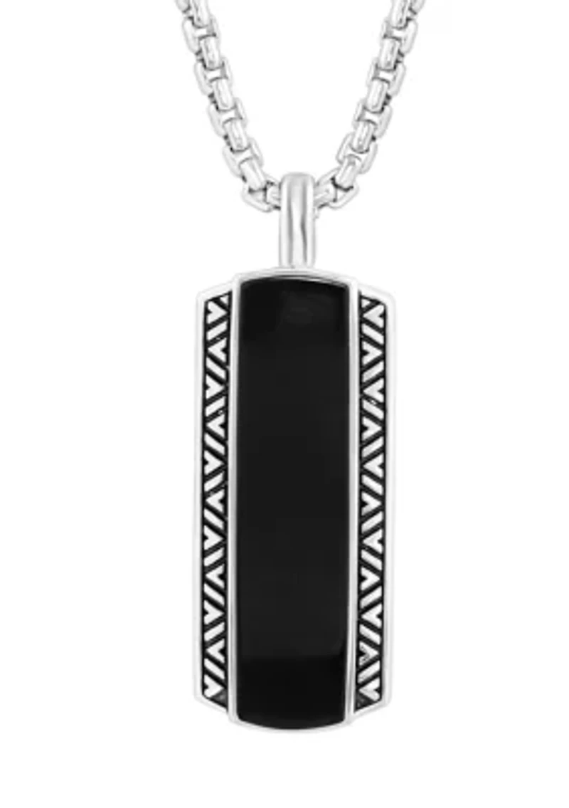 Onyx Pendant Necklace in Sterling Silver