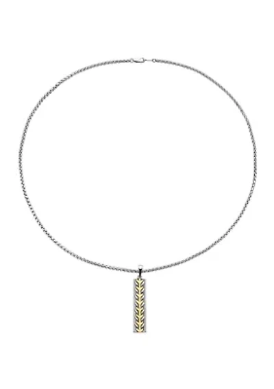 Men's Pendant Necklace in Sterling Silver and 18k Yellow Gold