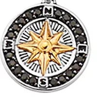 Men's Sterling Silver and Black Spinel Pendant Necklace 