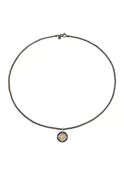 Men's Sterling Silver and Black Spinel Pendant Necklace 