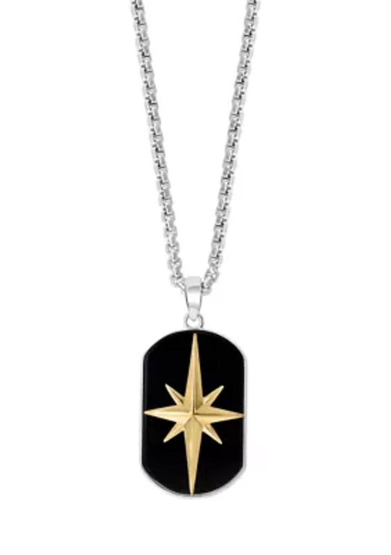 Men's 14.25 ct. t.w. Onyx Star Pendant Necklace in Sterling Silver
