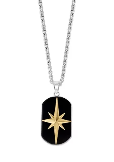 Men's 14.25 ct. t.w. Onyx Star Pendant Necklace in Sterling Silver