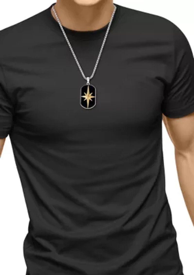 Men's 14.25 ct. t.w. Onyx Star Pendant Necklace in Sterling Silver
