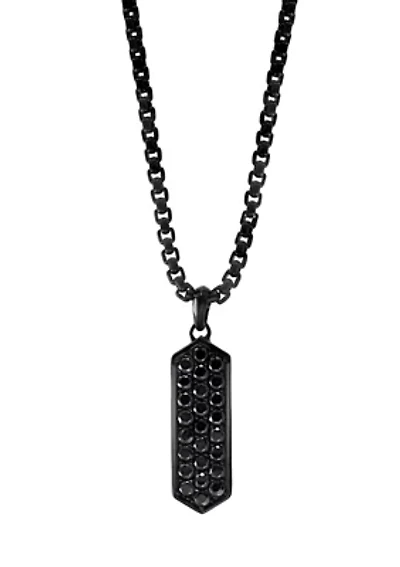 Men's Black Spinel Sterling Silver Pendant Necklace 