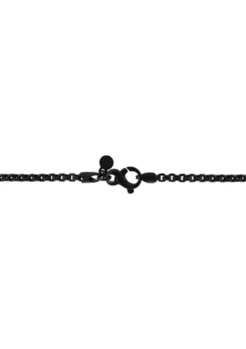 Men's Black Spinel Sterling Silver Pendant Necklace 