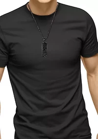 Men's Black Spinel Sterling Silver Pendant Necklace 