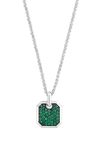 Men's Sterling Silver Emerald Pandant Necklace