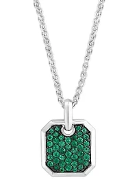 Men's Sterling Silver Emerald Pandant Necklace
