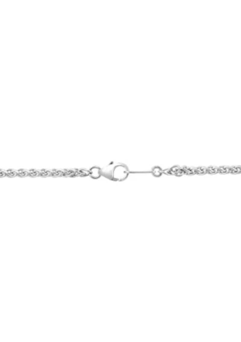 Men's Sterling Silver Emerald Pandant Necklace