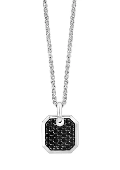 Men's Black Spinel Pendant Necklace in Sterling Silver