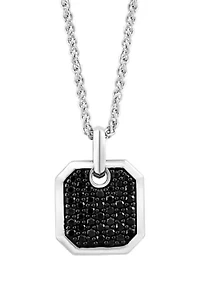 Men's Black Spinel Pendant Necklace in Sterling Silver
