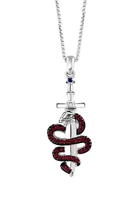 Men's Ruby, Sapphire Pendant Necklace in Sterling Silver