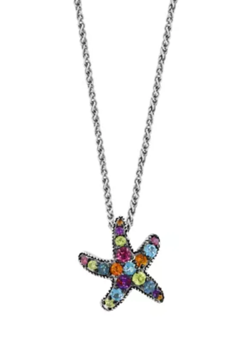 Multi Stone Starfish Pendant Necklace