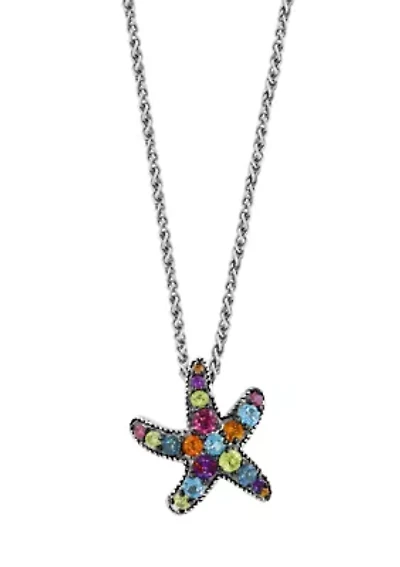 Multi Stone Starfish Pendant Necklace