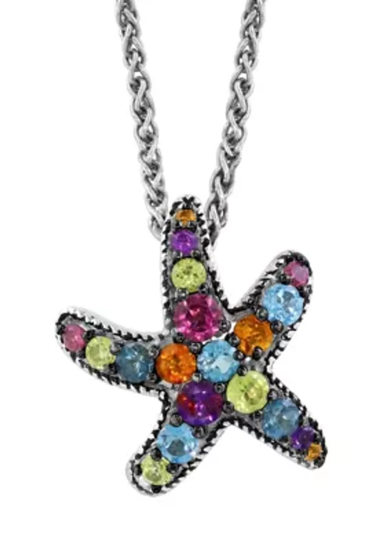 Multi Stone Starfish Pendant Necklace