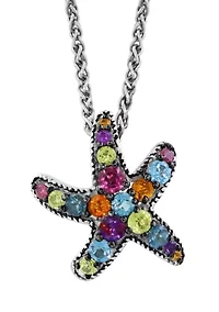 Multi Stone Starfish Pendant Necklace