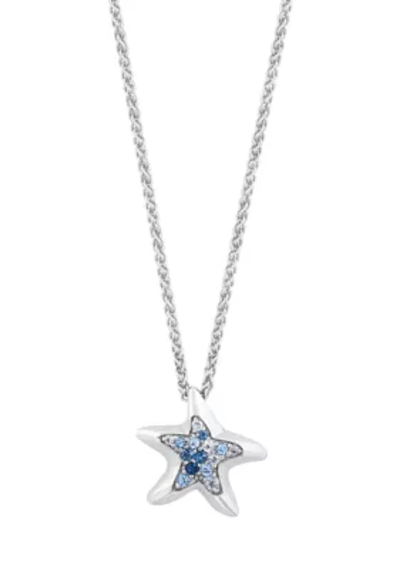 Sterling Silve Blue Topaz Starfish Pendant
