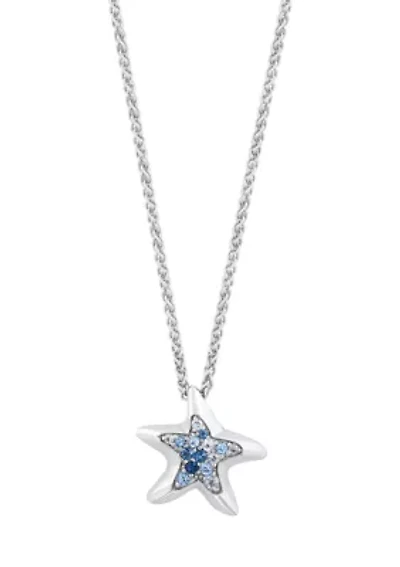 Sterling Silve Blue Topaz Starfish Pendant 