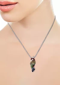 Sterling Silver 1.9 ct. t.w. Multi Sapphire and Tsavorite Parrot Pendant