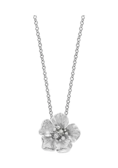 1/10 ct. t.w. Diamond Flower Pendant in Sterling Silver 