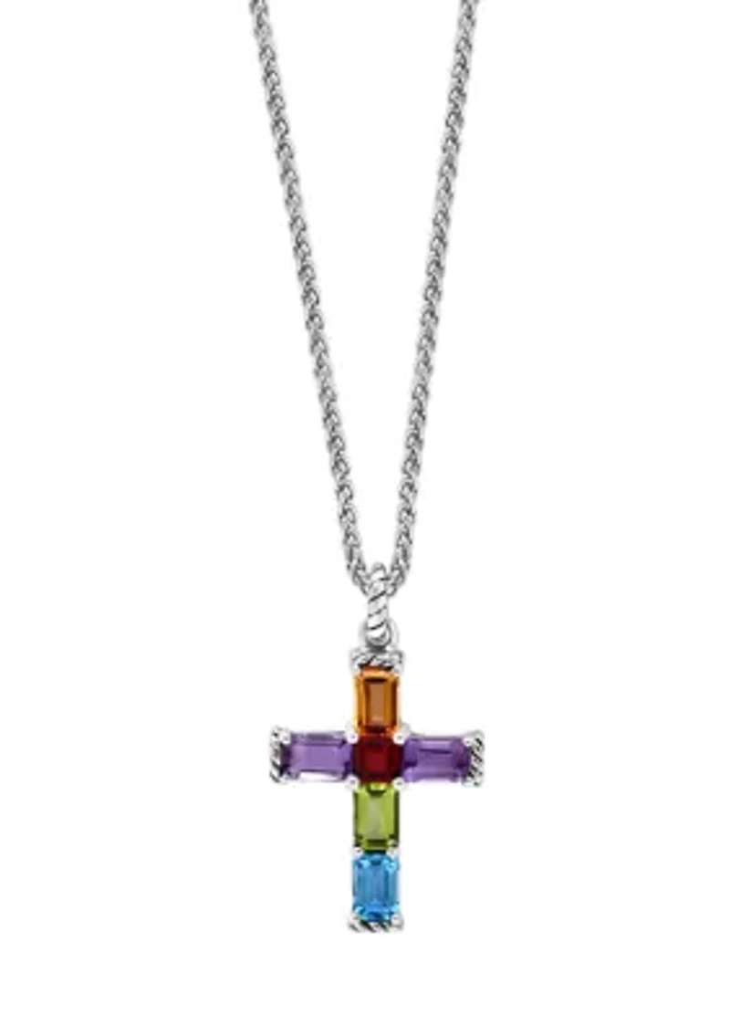 Sterling Silver Multi Cross Pendant Necklace