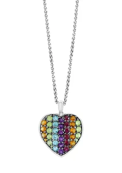 Multi-Gemstone Pendant Necklace in Sterling Silver