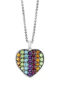 Multi-Gemstone Pendant Necklace in Sterling Silver