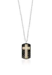 Men's Sterling Silver Black Rhodium Cross Pendant Necklace