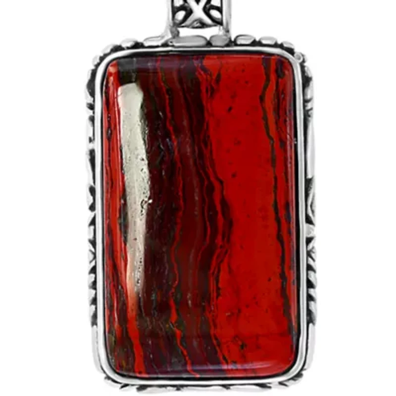 Men's 10.65 ct. t.w. Red Jasper Pendant Necklace in Sterling Silver