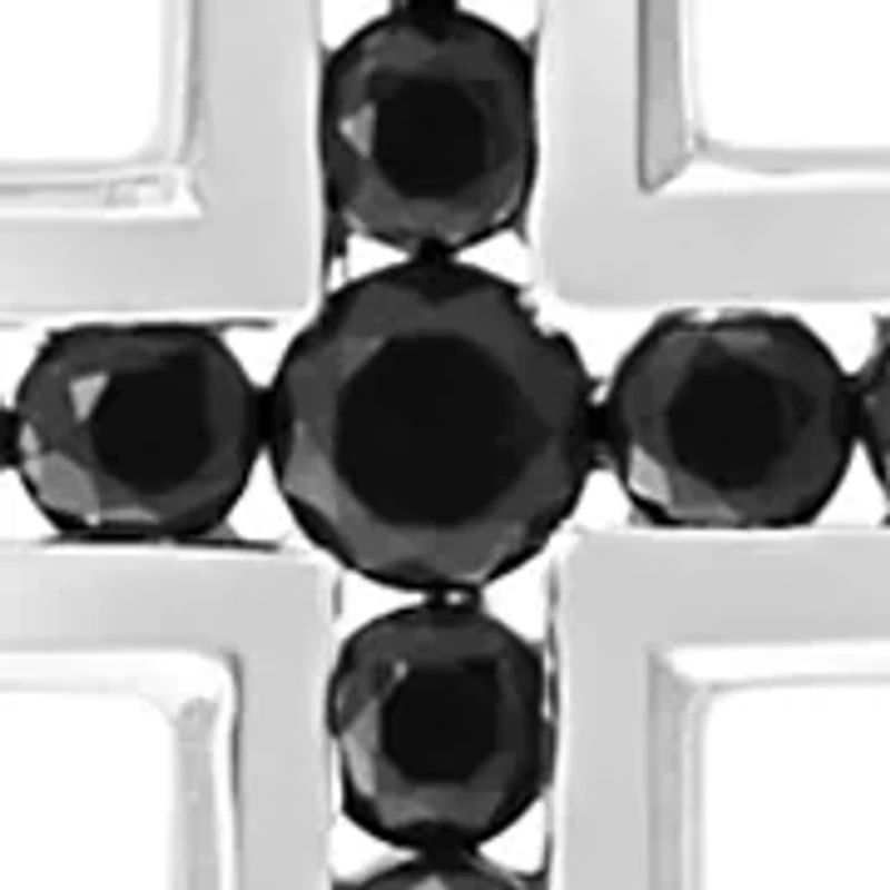 Men's 7/8 ct. t.w.  Black Spinel Cross Pendant Necklace in Sterling Silver 