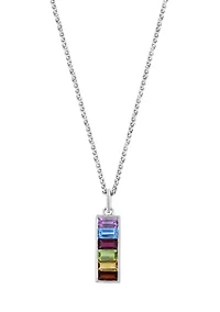 Sterling Silver Multi Semi Precious Pendant Necklace