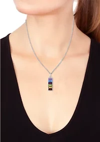 Sterling Silver Multi Semi Precious Pendant Necklace