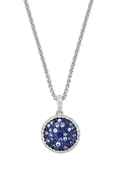 Sterling Silver Blue and White Sapphire Pendant Necklace