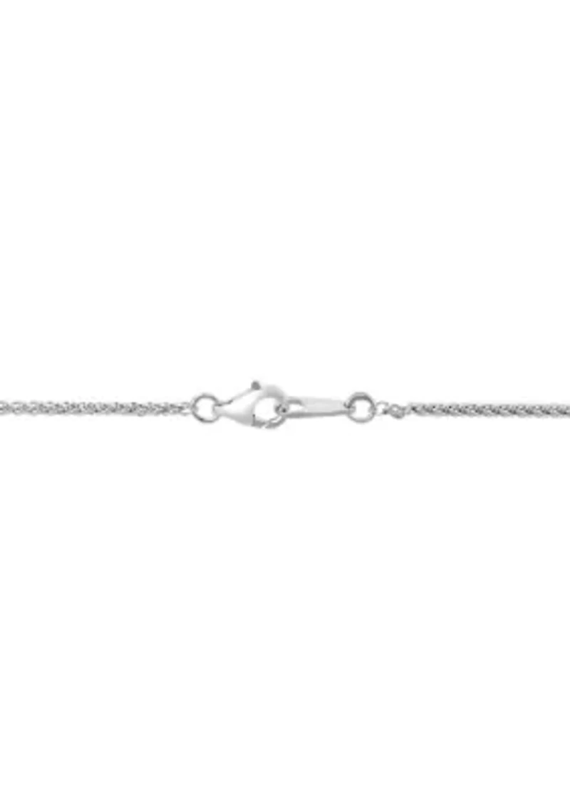 Sterling Silver Blue and White Sapphire Pendant Necklace