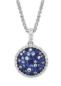 Sterling Silver Blue and White Sapphire Pendant Necklace