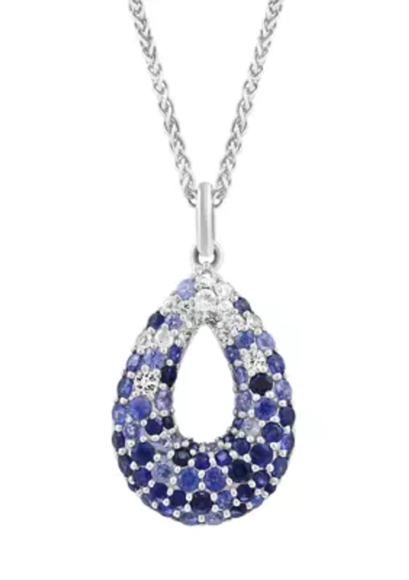 Sapphire Pendant Necklace in Sterling Silver