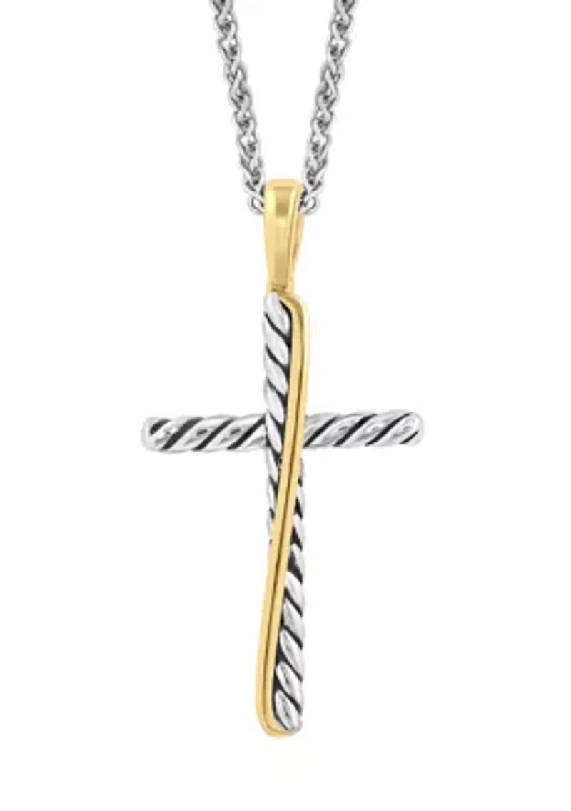 Gold Plated Cross Necklace in Sterling Silver