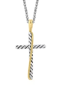 Gold Plated Cross Necklace in Sterling Silver