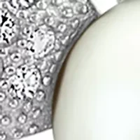 White Topaz and Freshwater Pearl Flower Pendant Necklace in Sterling Silver