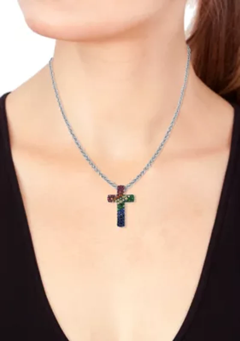 Sterling Silver, Sapphire, Ytsavorite Pendant