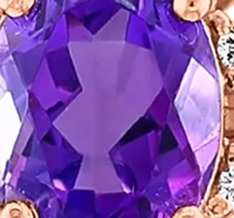 Diamond, Amethyst, Rhodolite, Iolite, Pink Tourmaline Pendant Necklace in 14K Rose Gold