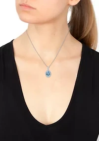 Diamond Aquamarine Pendant Necklace in 14K White Gold
