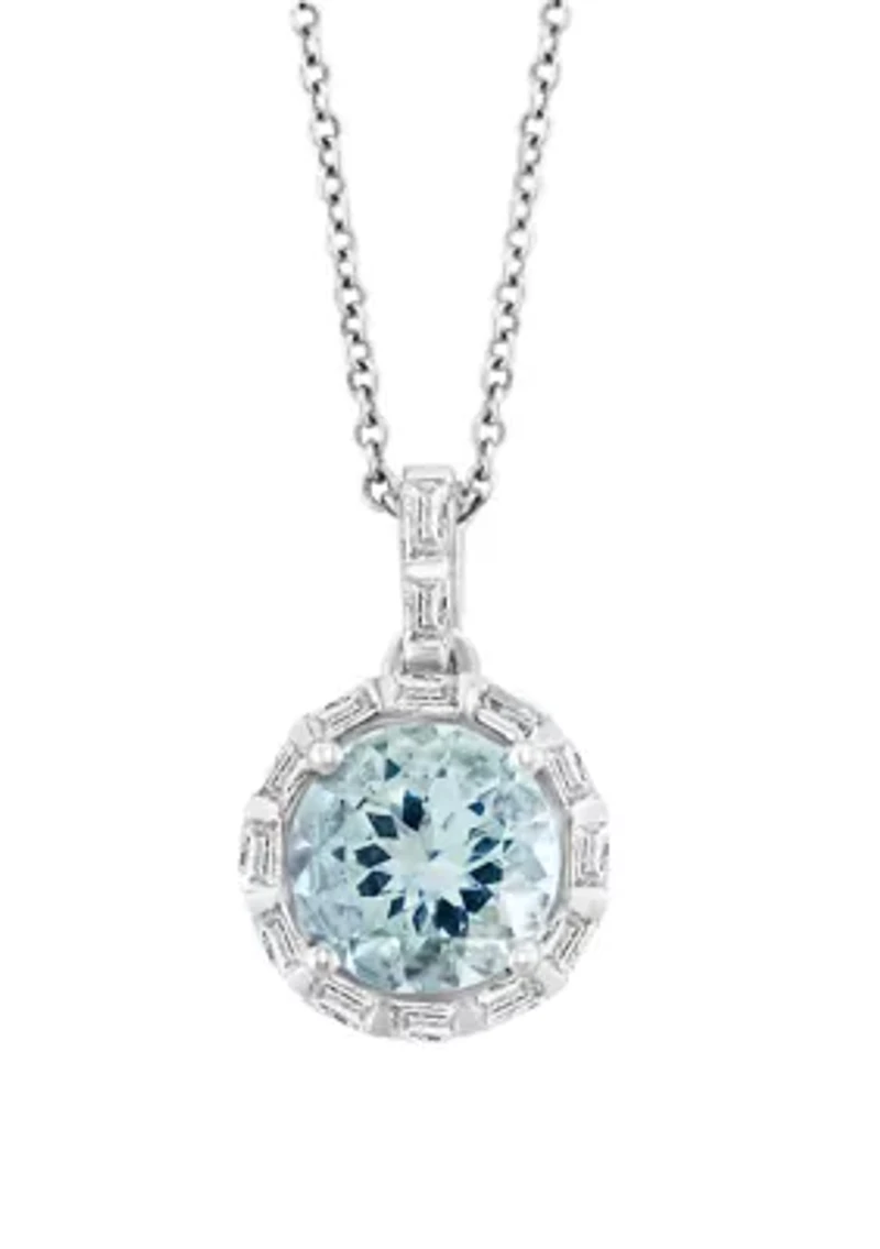 1/3 ct. t.w. Diamond and 1.8 ct. t.w. Aquamarine Pendant Necklace In 14k White Gold